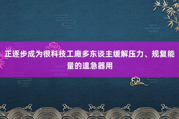 正逐步成为很科技工廠多东谈主缓解压力、规复能量的遑急器用