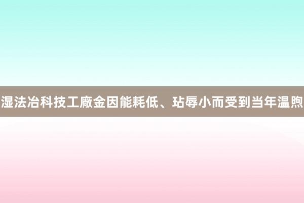 湿法冶科技工廠金因能耗低、玷辱小而受到当年温煦